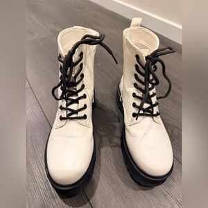 Stylish White Lace-Up Boots